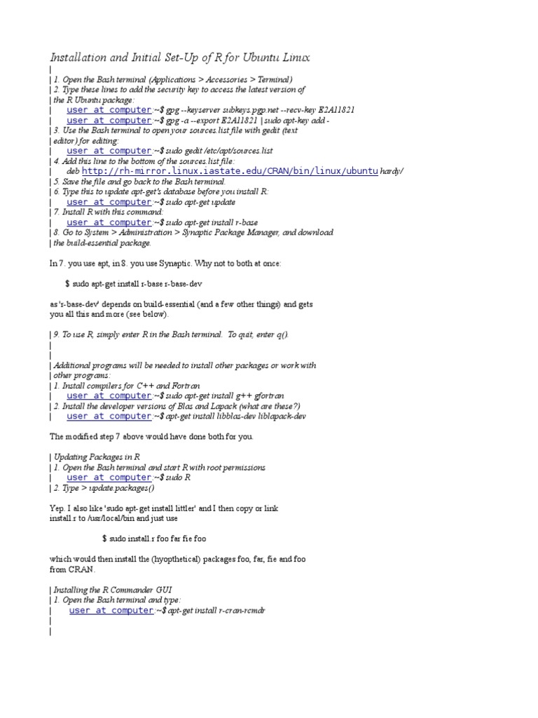 R Installation Guide for Ubuntu Linux | PDF