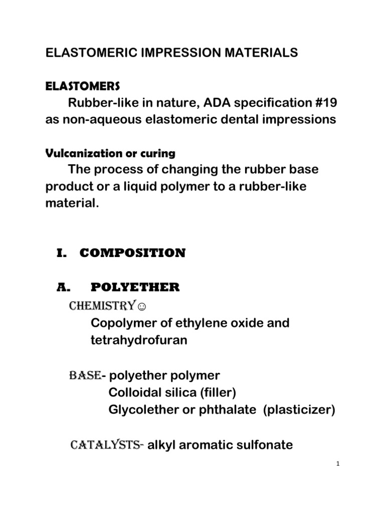 Elastomeric Impression Materials Download Free PDF Elastomer Silicone