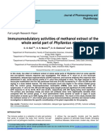 Immunomodulatory Activities of Methanol Extract of The Whole Aerial Part of Phyllantus Niruri L2014Journal of Pharmacognosy and Phytotherapy