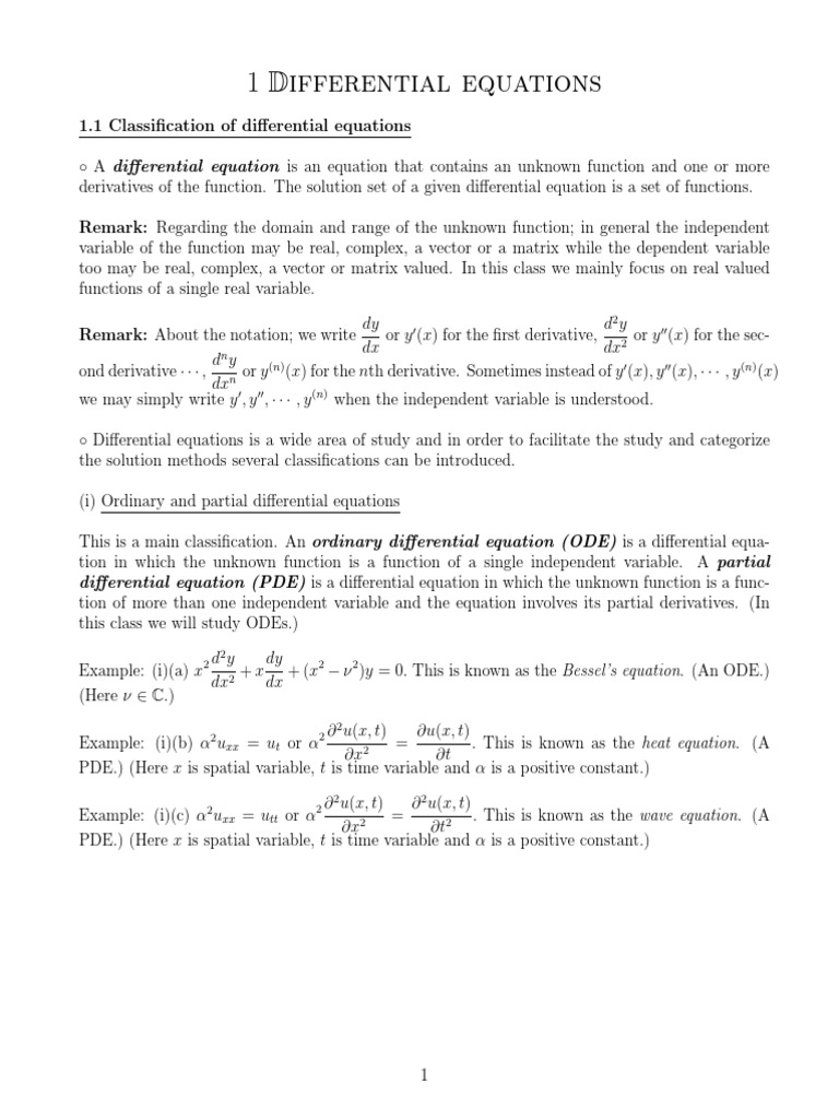 Differential Equations Note PDF Differential Equations Equations