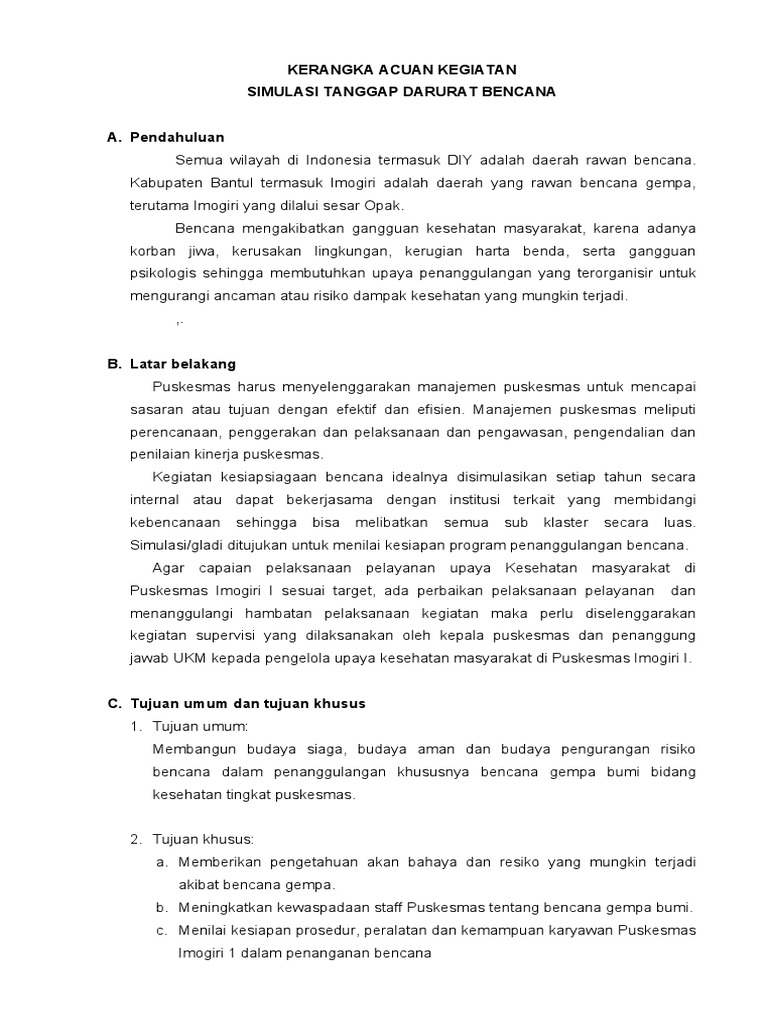 KAK Simulasi Tanggap Darurat | PDF