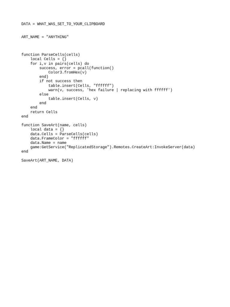 Roblox Starving Artist Script Guide | PDF