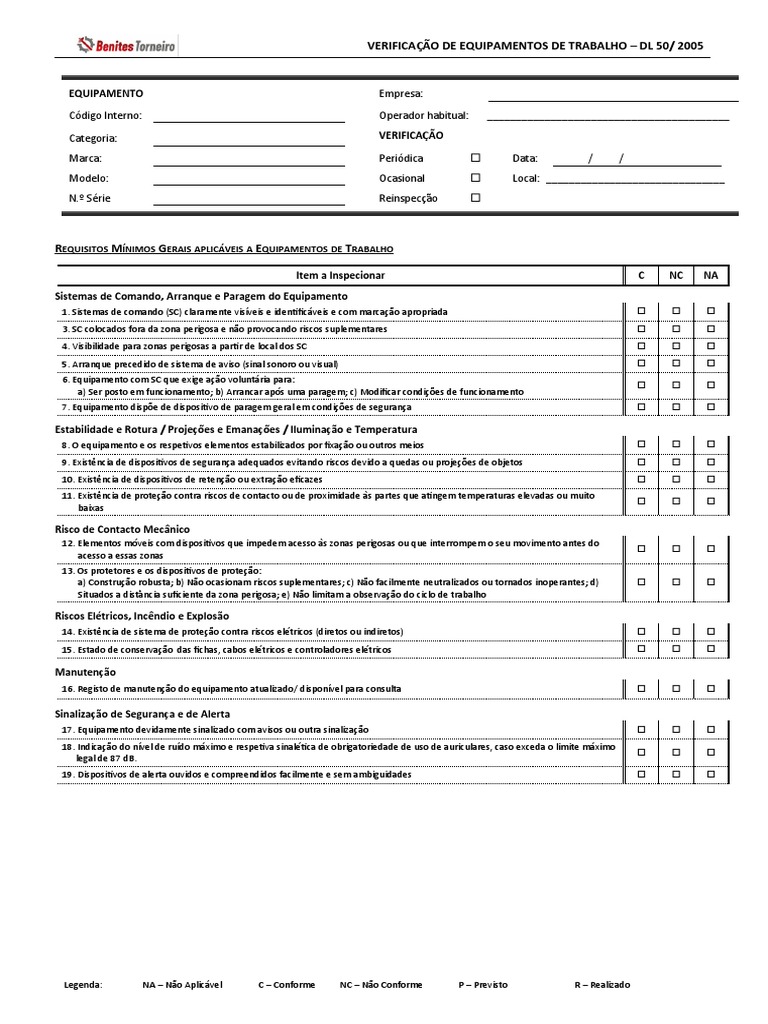 Checklist de Verificação de Gruas DL 50/2005 | PDF