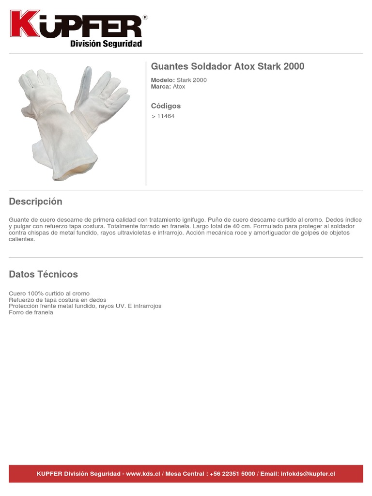 Guantes Soldador Atox Stark 2000 | PDF