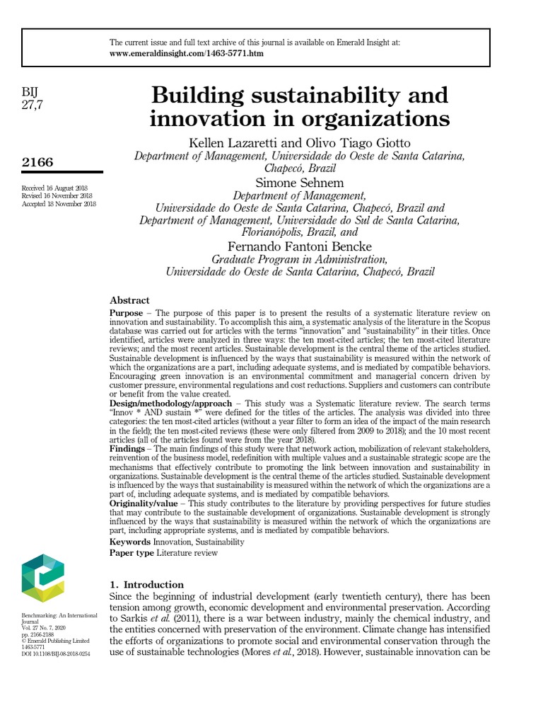 Building sustainability and innovation in org pdf innovation