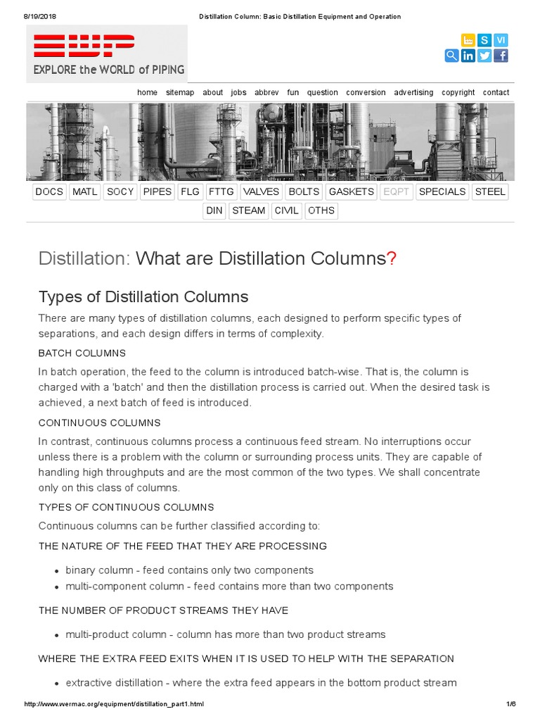 Distillation Column Basic Distillation Equipment and Operation PDF