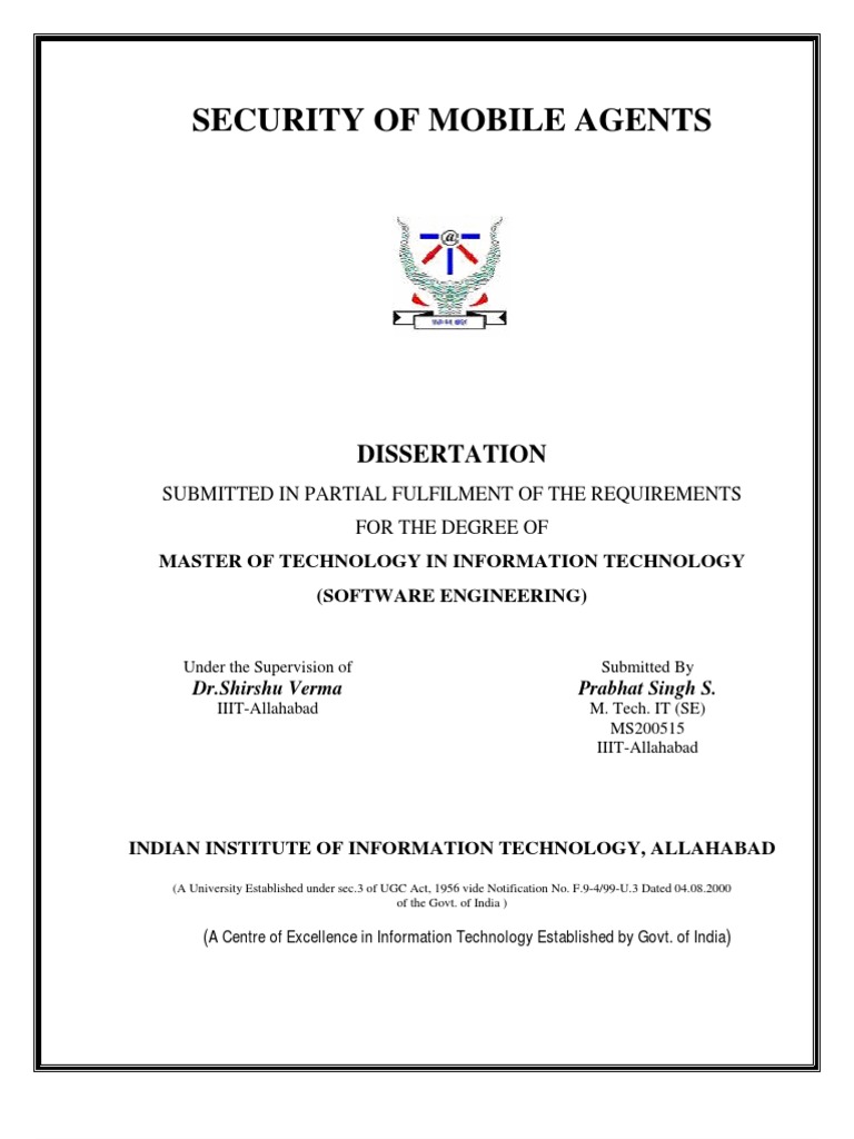 Security Of Mobile Agents Dissertation Pdf Computer Security