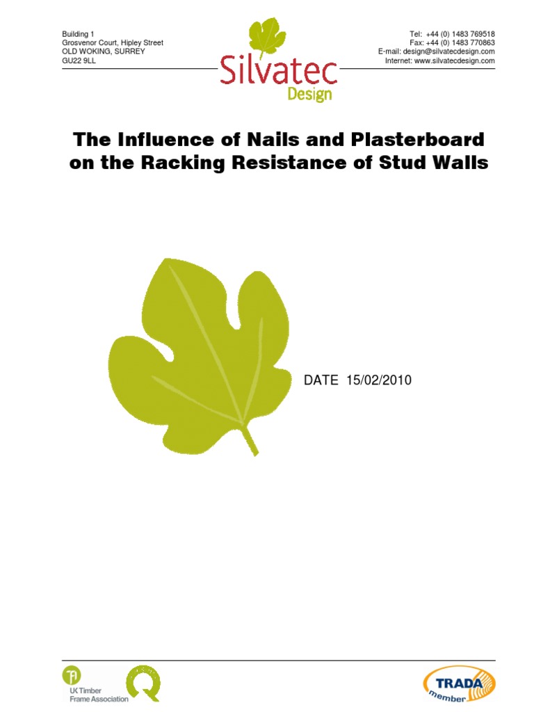 7 the influence of nails and plasterboard on the racking resistance
