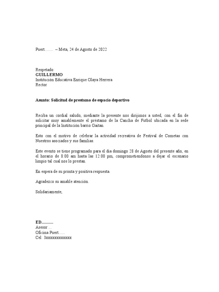 Modelo De Solicitud Simple Para Colegio 2023 Imagescarta De Prueba De ...