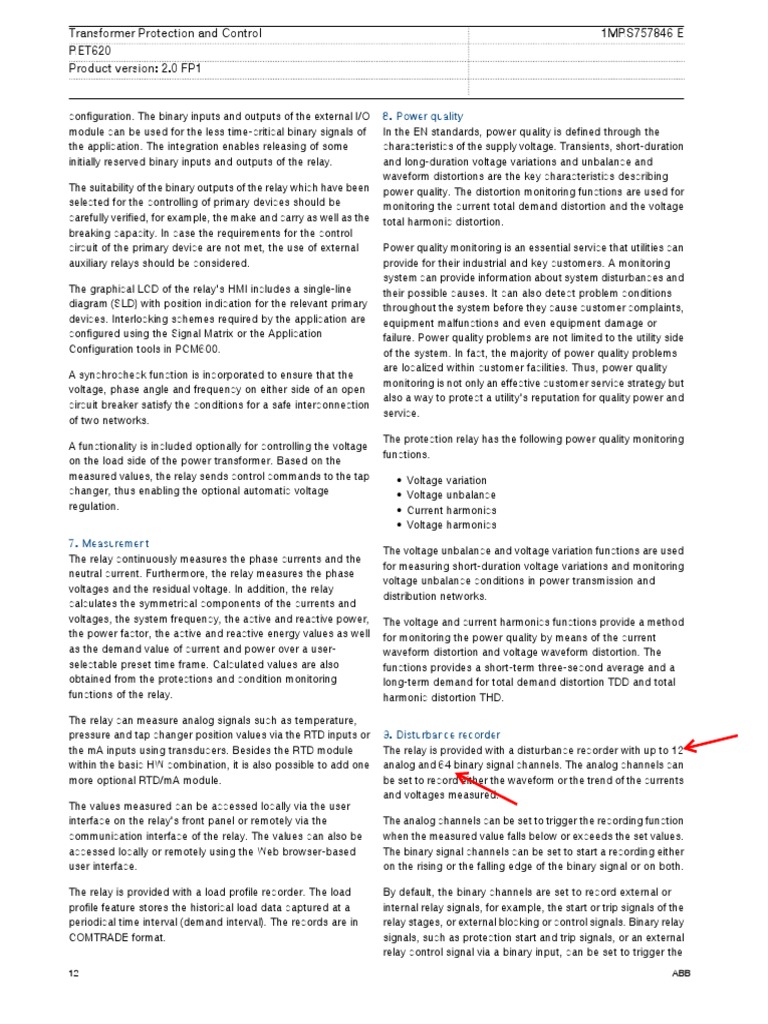 RET620 Technical Manual Overview | PDF | Relay | Distortion