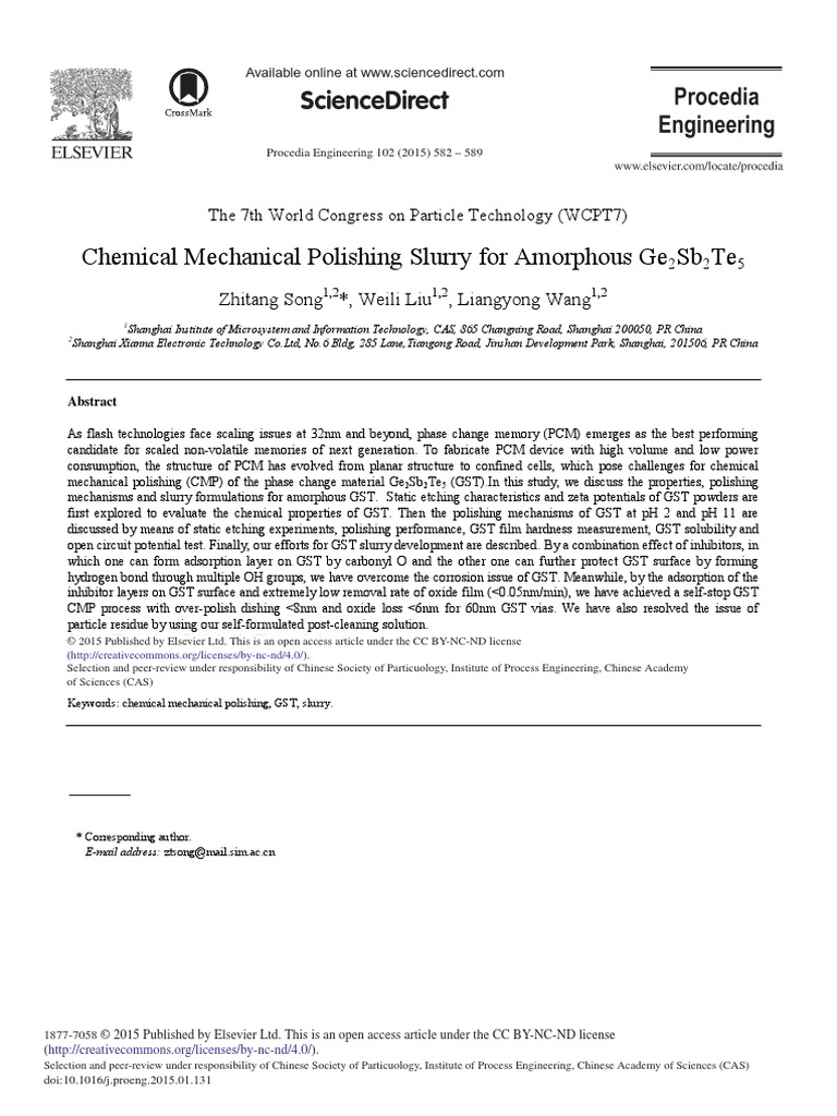 Chemical Mechanical Polishing Slurry For Amorphous Ge 2015 Procedia