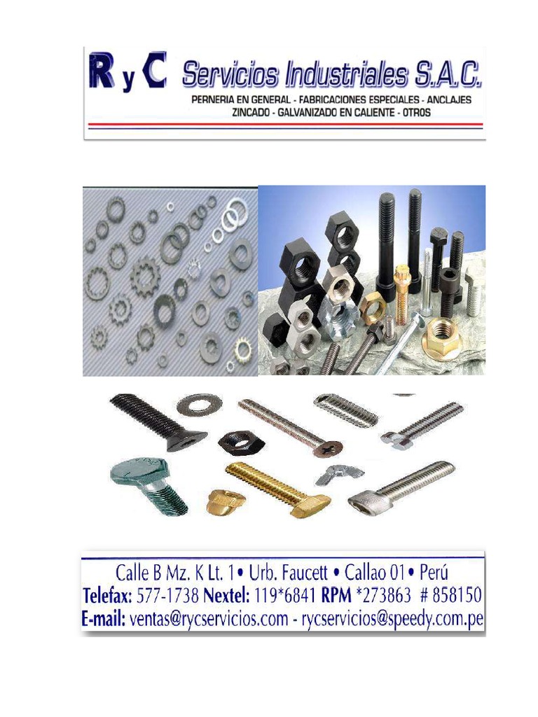 Catálogo de Tuercas Hexagonales RYC | PDF | Bienes manufacturados ...