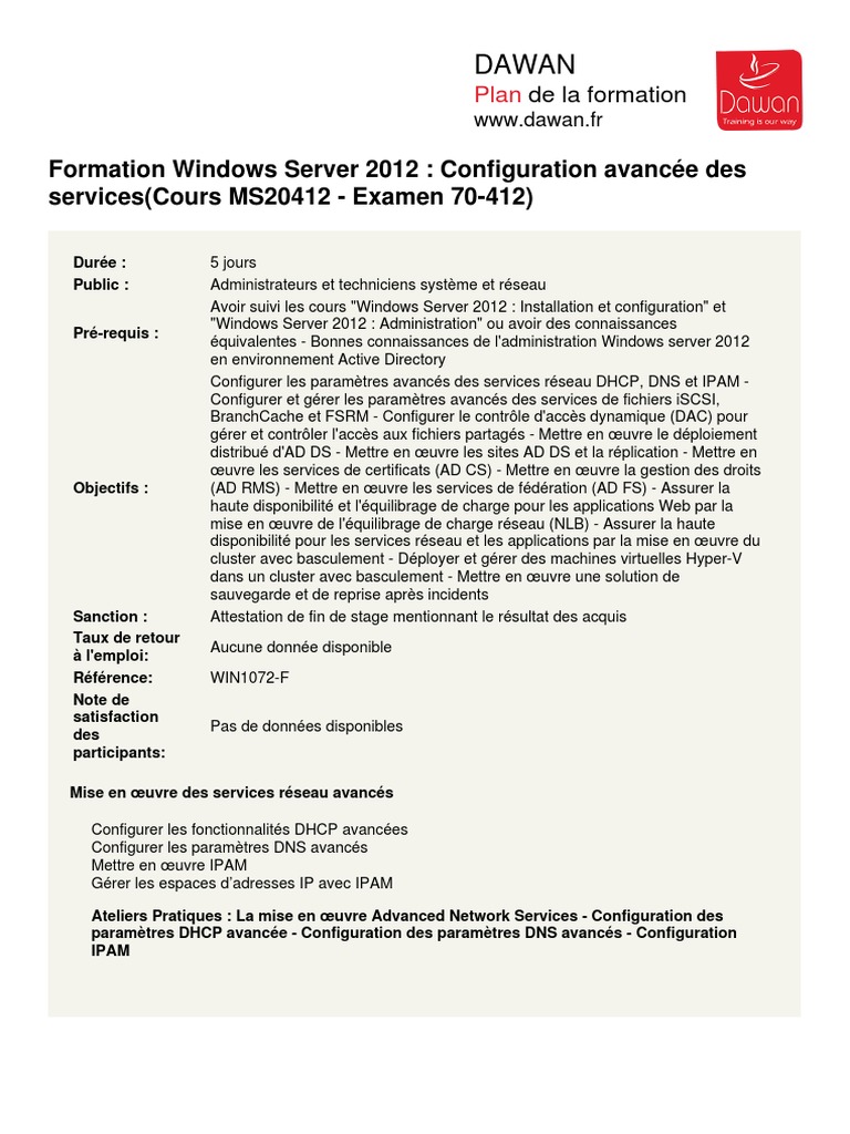 Formation Avancée Windows Server 2012 | PDF | Active Directory ...