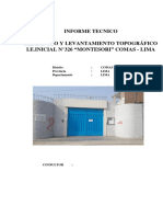 Informe Tecnico Replanteo y Levantamiento Topográfico I.e.inicial N 326 Montesori Comas - Lima