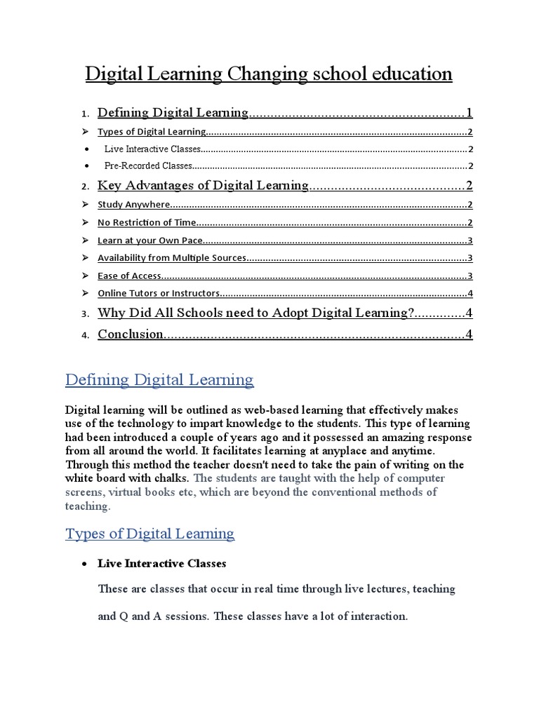 Defining Digital Learning Pdf Educational Technology Teaching Method