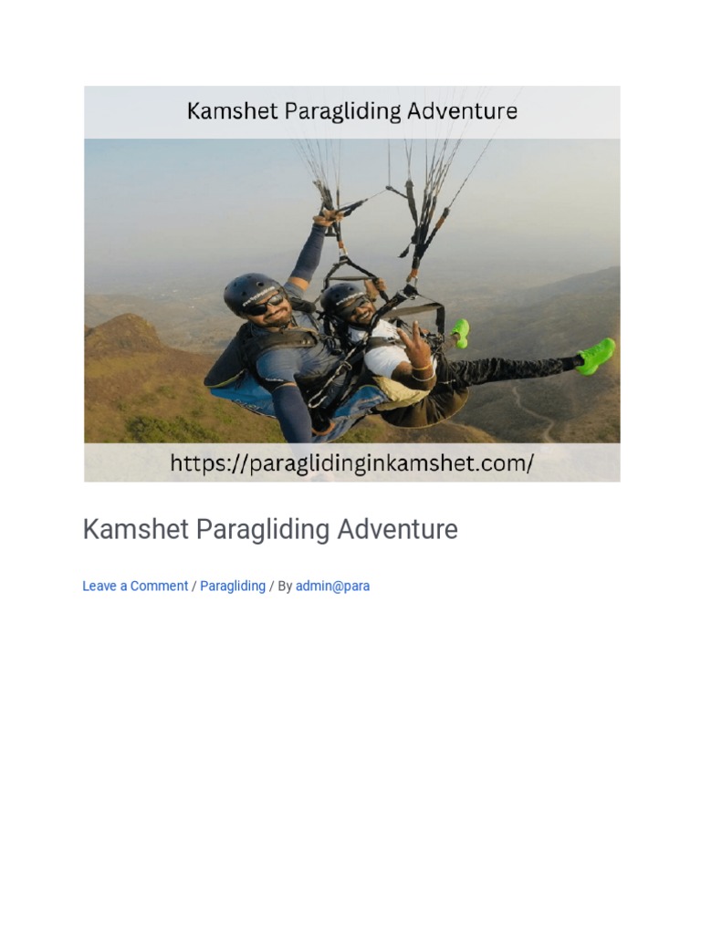 Kamshet Paragliding Adventure | PDF | Parachute | Gliding