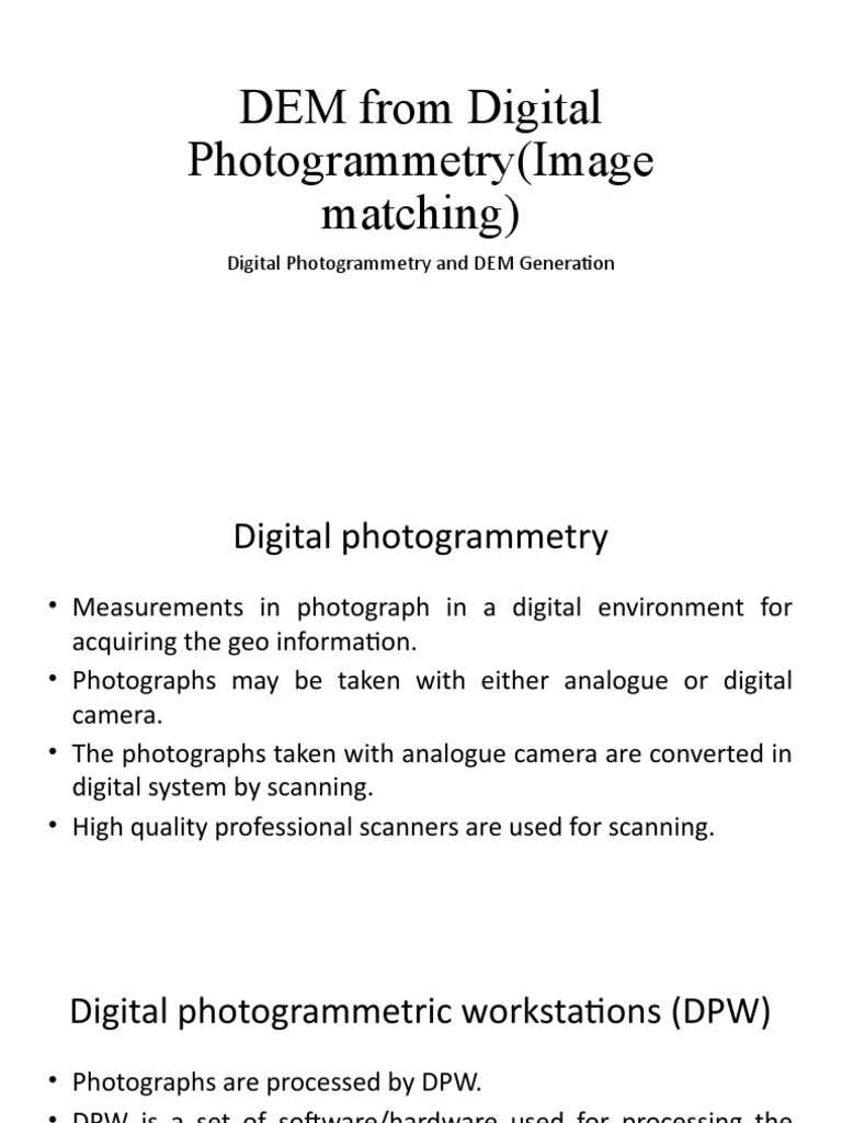 Digital Photogrammetry and DEM Creation | PDF | Computer Vision | Imaging
