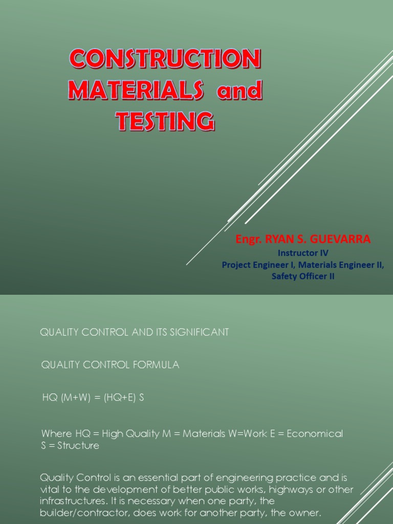 Introduction Importance of Materials Testing PDF Concrete Quality Assurance
