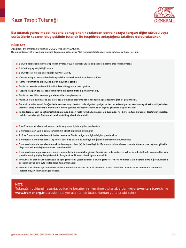 Kaza Tespit Tutanagi | PDF