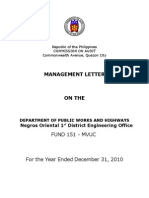 Management Letter: Fund 151 - Mvuc