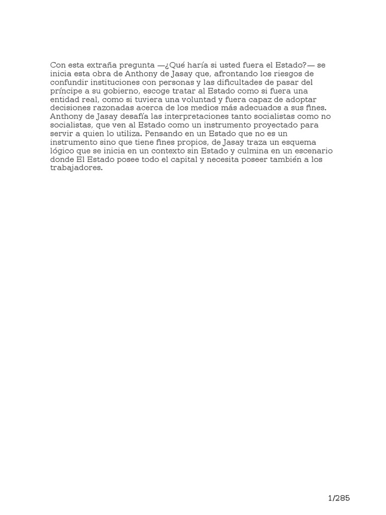 El Estado Anthony de Jasay PDF Estado (política) Democracia