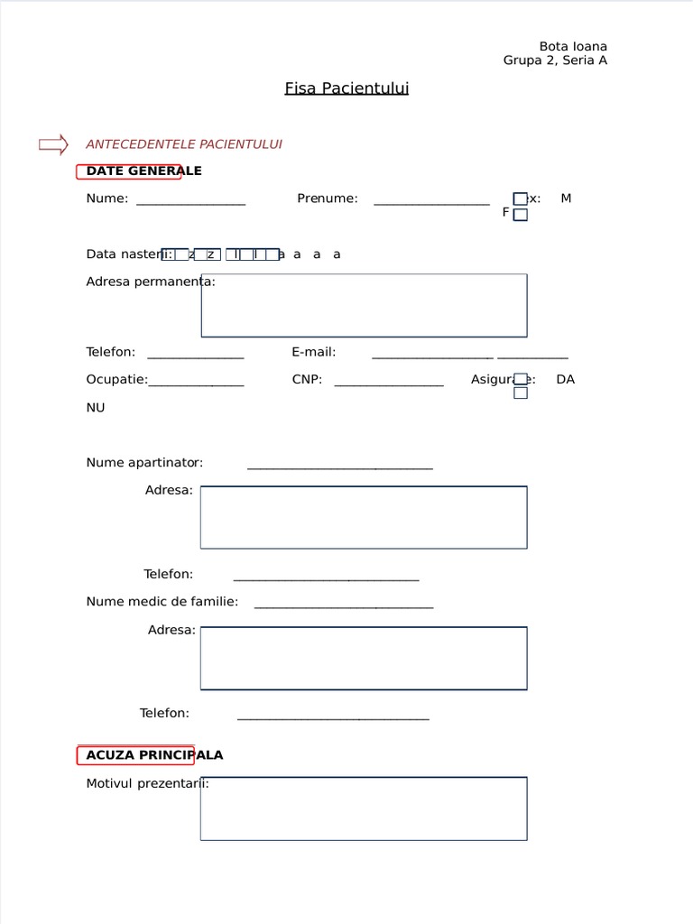 Fisa Pacientului 56d5e7a975ef0 | PDF