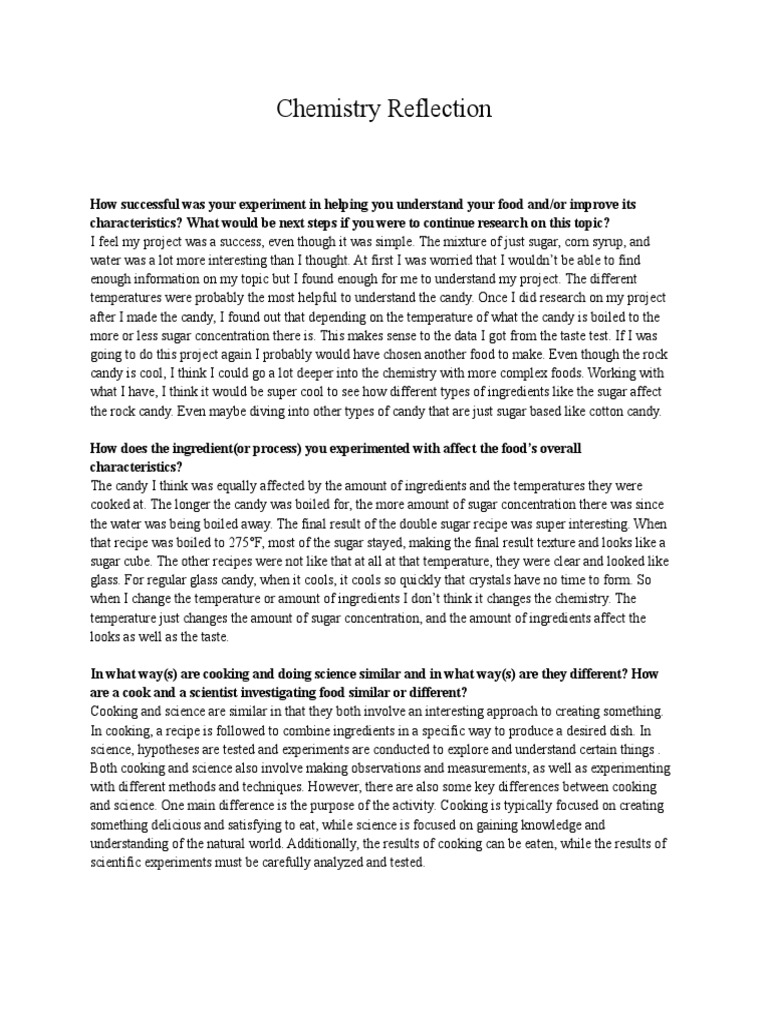 Cash Lettieri hw7 Food Project Reflection 1 PDF Science Candy