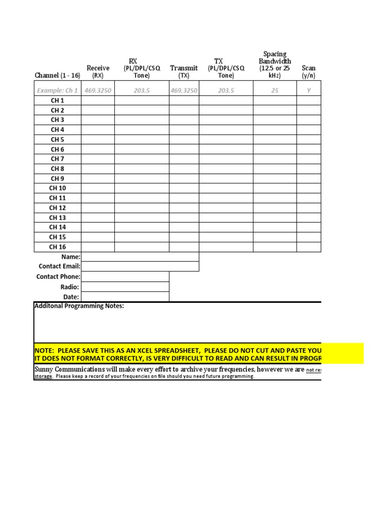 Programming Form | PDF