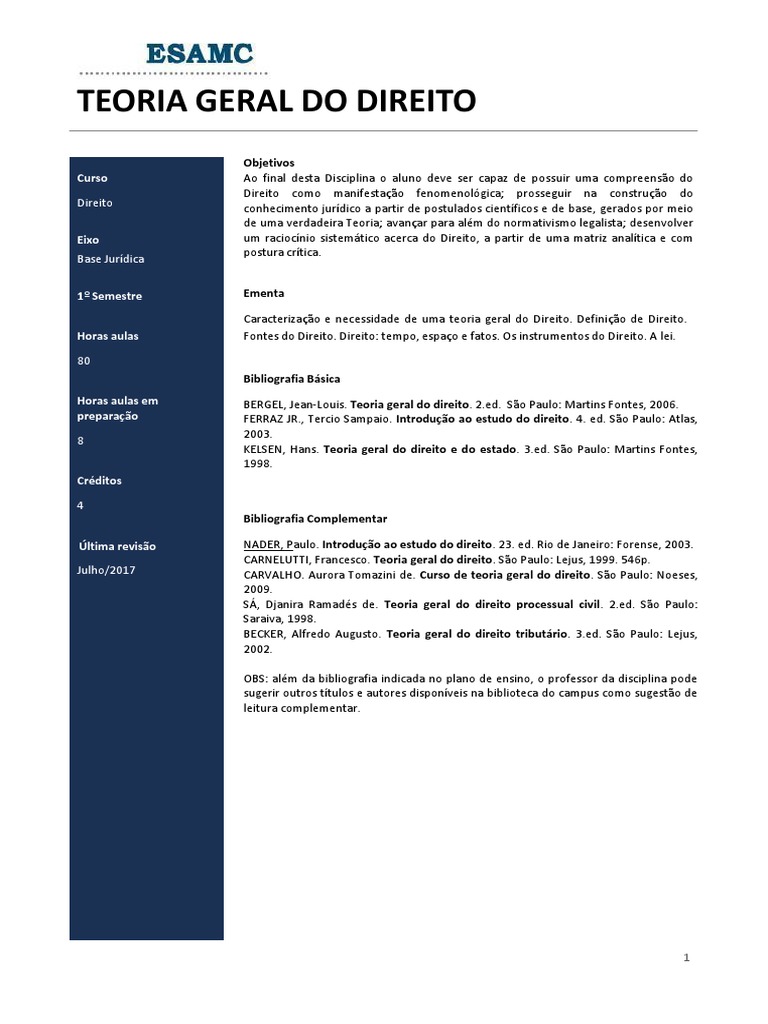 Teoria Geral do Direito: Resumo e Ementa | PDF | Teoria | Jurisprudência