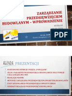 Wykład 3 - Zarządzanie Przedsięwzięciem Budowlanym (Wprowadzenie Do Zagadnienia) - DW