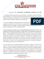 Proposta de resolução ao diretório estadual do PT/RS