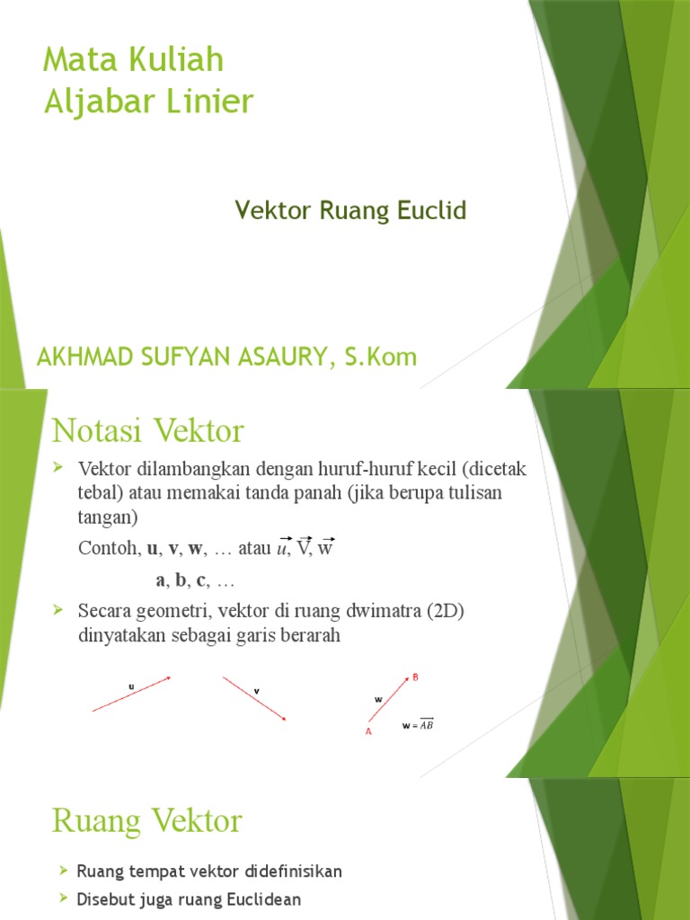 Vektor dan Ruang Euclid dalam Aljabar | PDF | Metode & Bahan Ajar