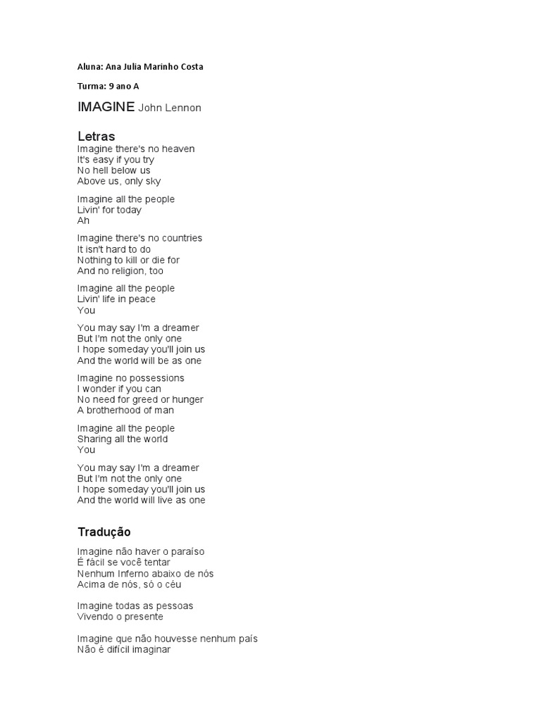 Imagine John Lennon | PDF | Poesia