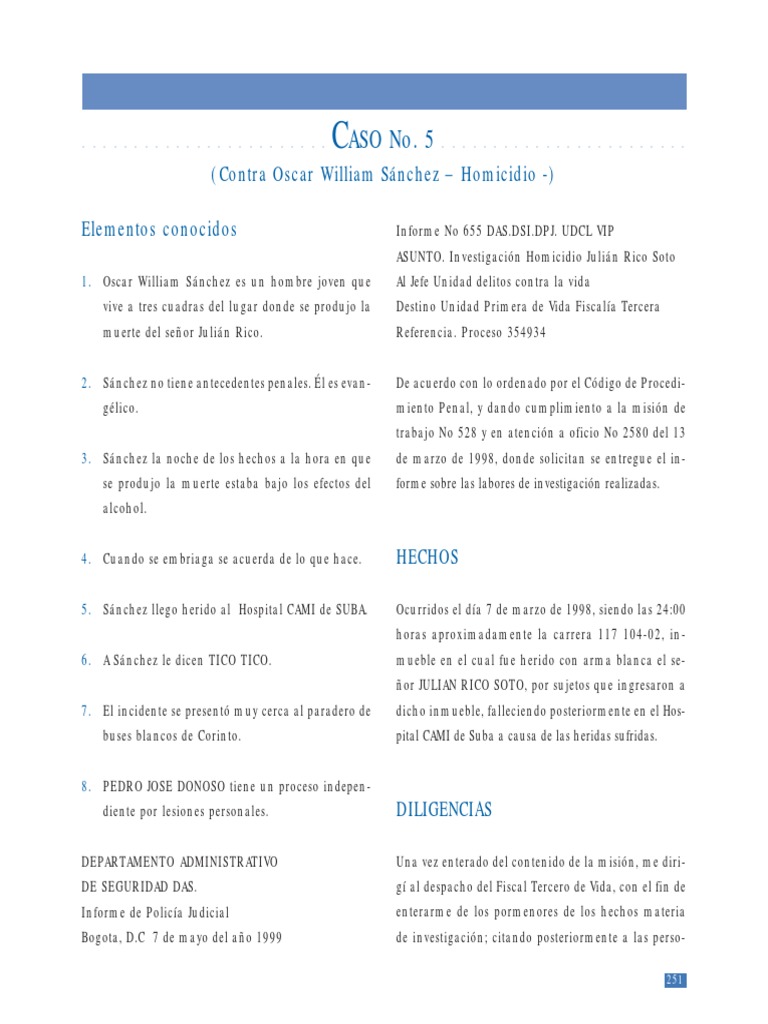 Informe sobre Homicidio de Julián Rico | PDF | Corazón | Abdomen