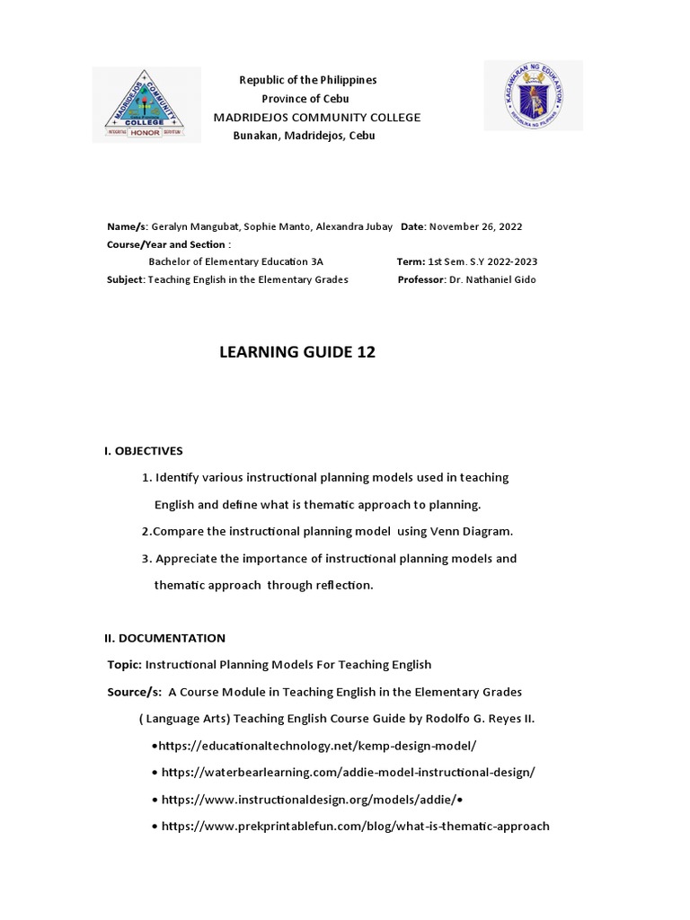 Mde Instructional Planning Guide