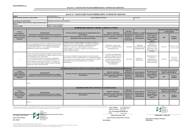 Plan de Acción para Control Posterior | PDF | Gobierno