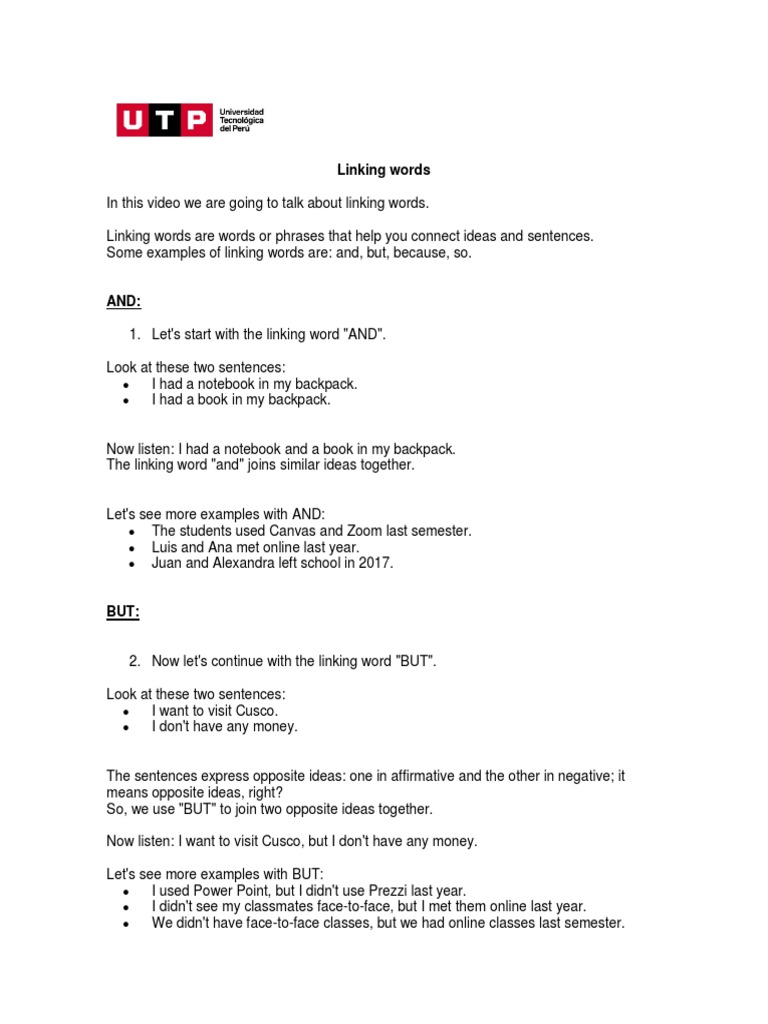 Pdf Linking Words Pdf