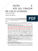 Prevenção e Rastreio Do Câncer de Colo Do Útero - Resumo