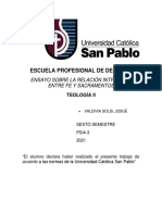 Ensayo Sobre La Relación Intrínseca Entre Fe y Sacramentos