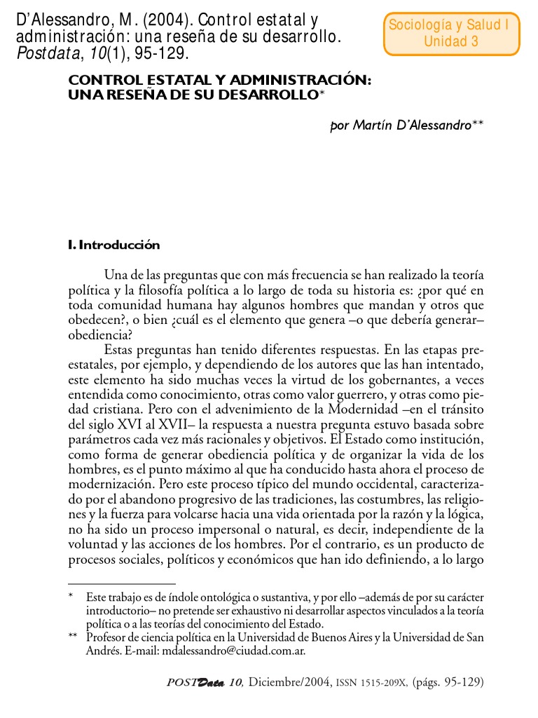 Control estatal y su legitimidad histórica | PDF | Estado (política ...