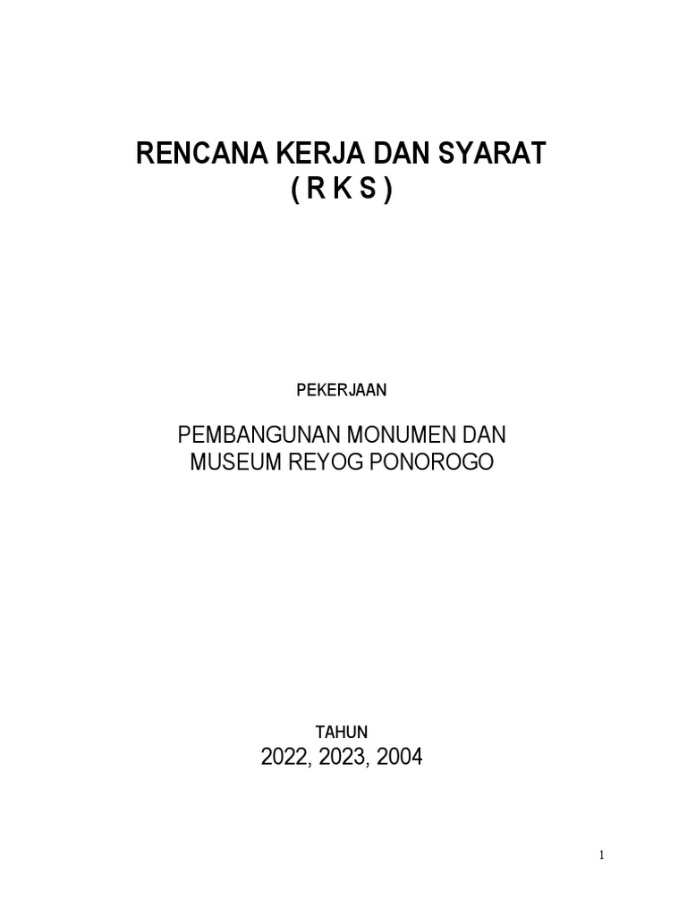 Spesifikasi RKS Pembangunan Museum Reog | PDF