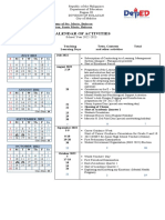 Calendar of Activities for Smarties Academy of Sta. Maria, Bulacan - School Year 2022-2023
