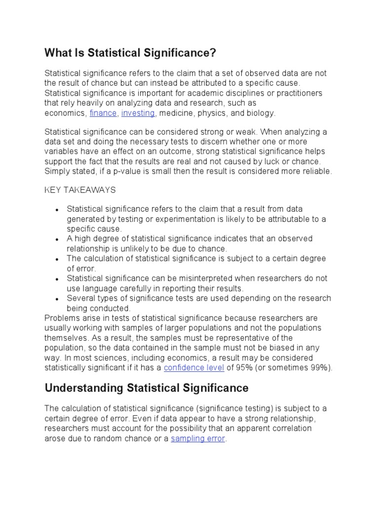 What Is Statistical Significance | PDF | Statistics | Null Hypothesis