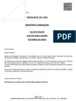 Circular #142.2022 - Cultos Online - Cultos para Jovens e Batismos No Brás - Complementação - Circulares 139 e 140