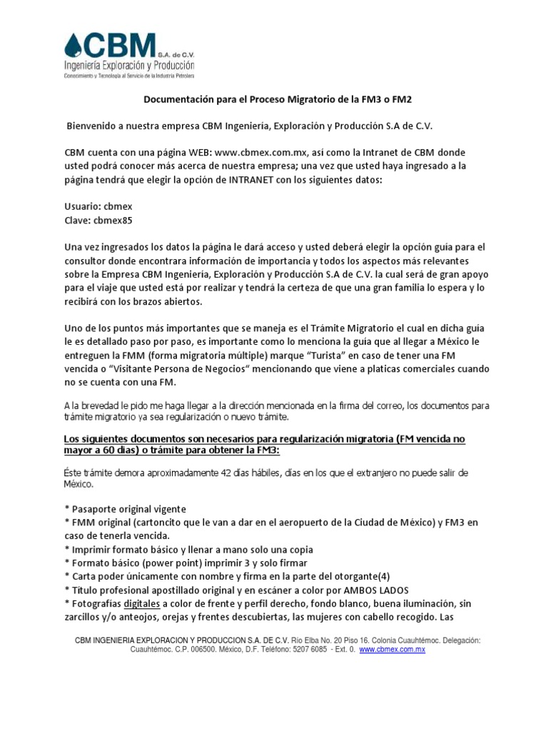 01 Informacionmigratoriafm 2 FM 3 | PDF | México | Inmigración