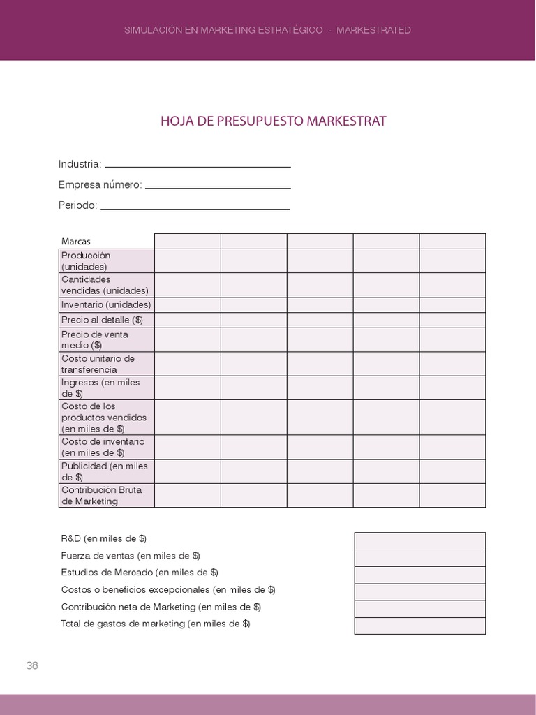Simulación de Presupuesto en Marketing | PDF | Negocios