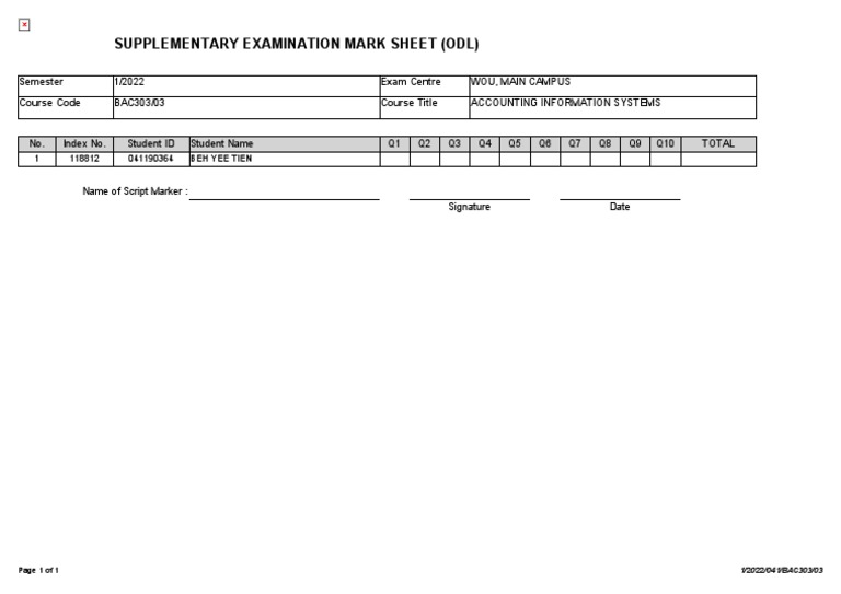 BAC303 Accounting Exam Results 2022 | PDF