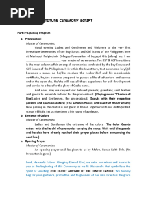 Investiture Ceremony Script