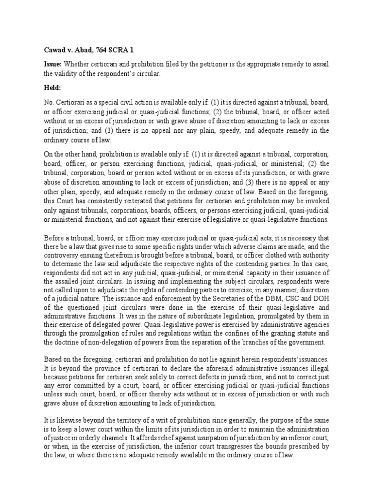 Cawad v abad 764 scra 1 pdf jurisdiction certiorari
