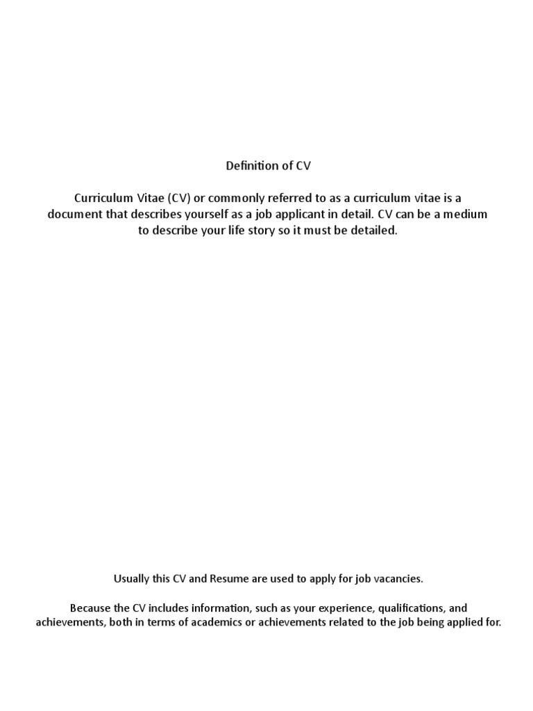 Definition of CV PDF